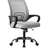 OLIXIS Office Desk Chair, Ergonomic Home Mesh Chair, Lumbar Support | Height Adjustable, Fixed Armrest, Rocking Mode, 360 Swivel, Storage Back, Computer, Grey
