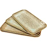 jinsongdafa Ceramic Dinner Plates Dish Set, Set of 4, Microwave Oven and Dishwasher Safe,Scratch Resistant, Dinnerware Kitchen Porcelain Serving Dishes Brown glaze change, 12.4 Inch Rectangle plate