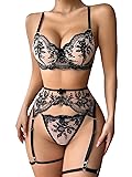 Lilosy Petite Sexy Floral Embroidery Mesh Sheer