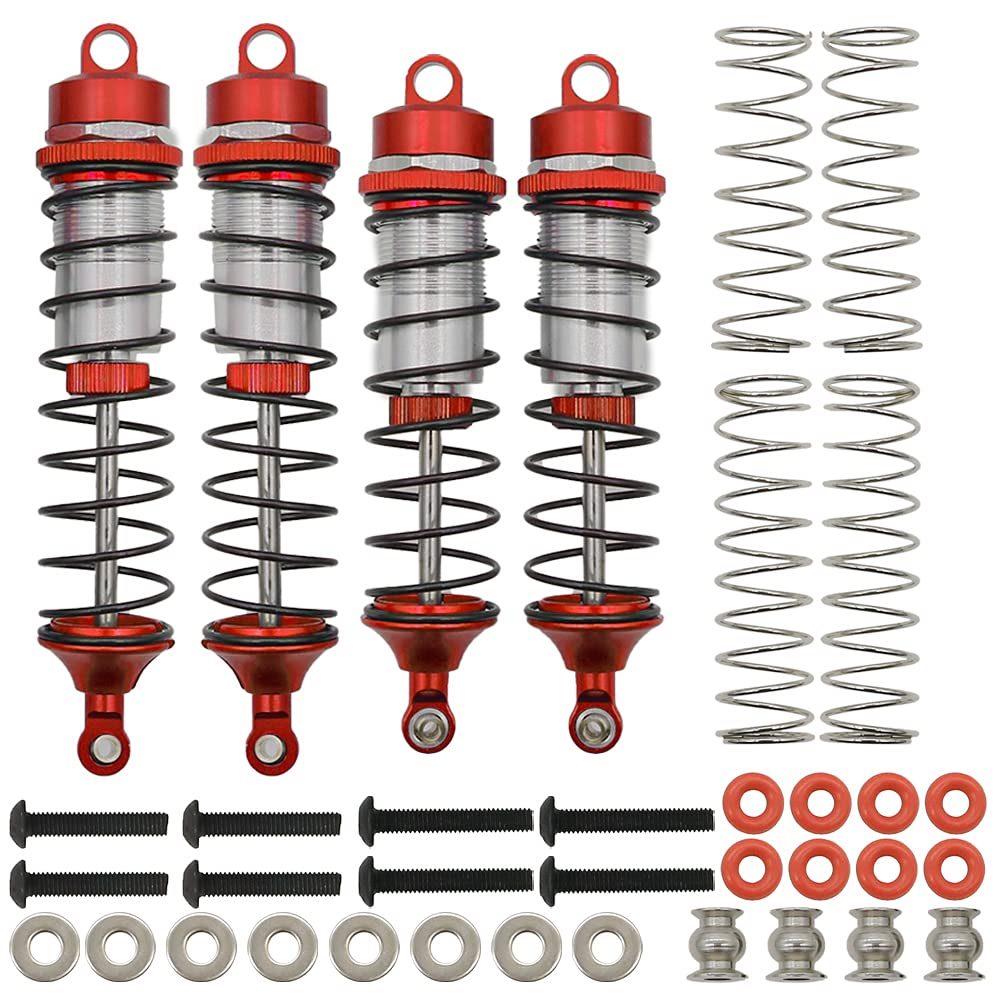 RCAWD RC ARRMA Shock Absorber,Assembled Full Metal Front&Rear Damper for Arrma 1/10 Granite BIGROCK SENTON Typhon replace AR330550 AR330551 upgraded part 4pcs (Red)