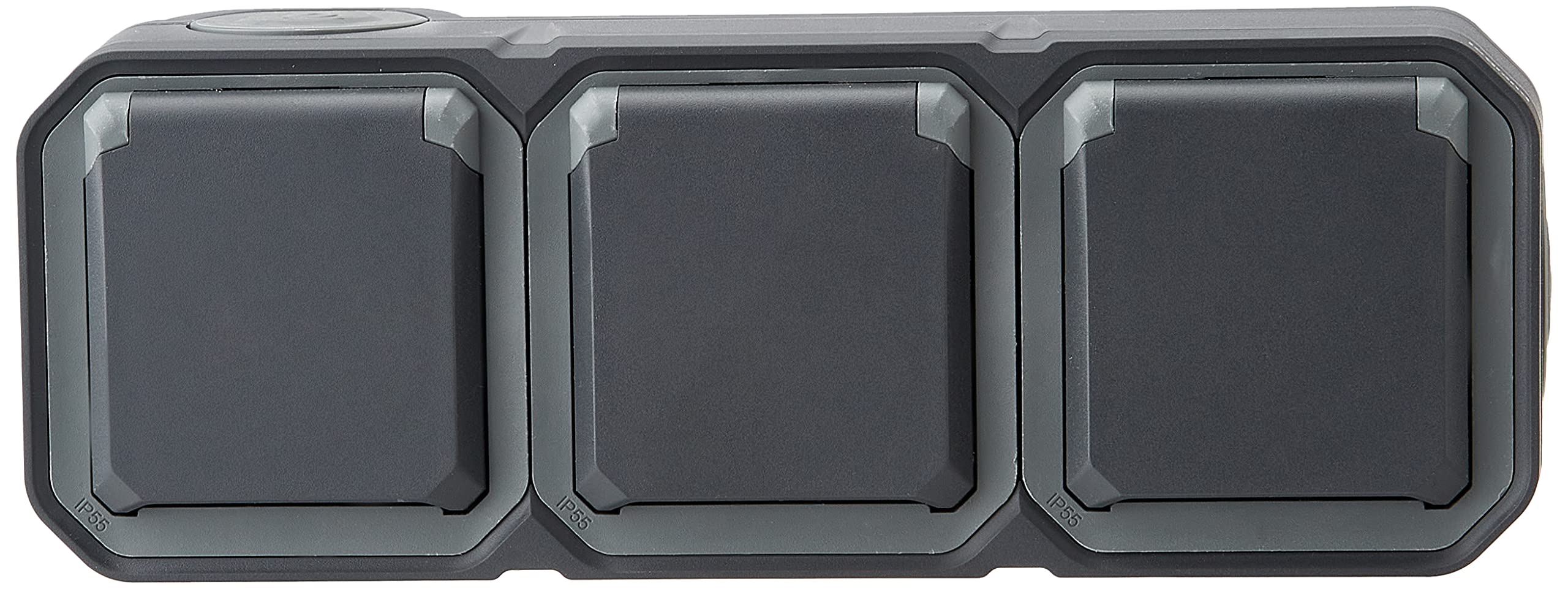 Legrand - Triple socket with waterproof earth pre-wired with Plexo 16A 250V shutter delivered complete horizontal surface mounting anthracite