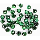 AD Beads Natural Gemstone 8mm Round Loose Beads Big Hole 2.5mm Sized 40pcs (Green Tiger's Eye)