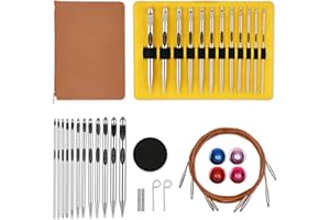 GUCLUD Tunisian Crochet Hooks Set with Cable 6-Inch Aluminum Interchangeable Crochet Hooks Set 3mm-10mm Long Crochet Hooks 26Pic (Umber)