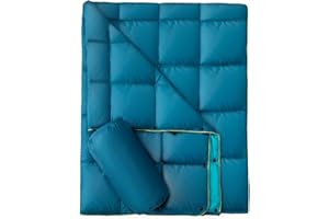 Bafode Camping Blanket Outdoor Puffy Packable Down AternativeTravel Blanket Waterproof Lightweight Camping Quilt for Sleeping Cold Weather Camp Essential for Hiking, Backpacking, Picnic, Stadium Blue