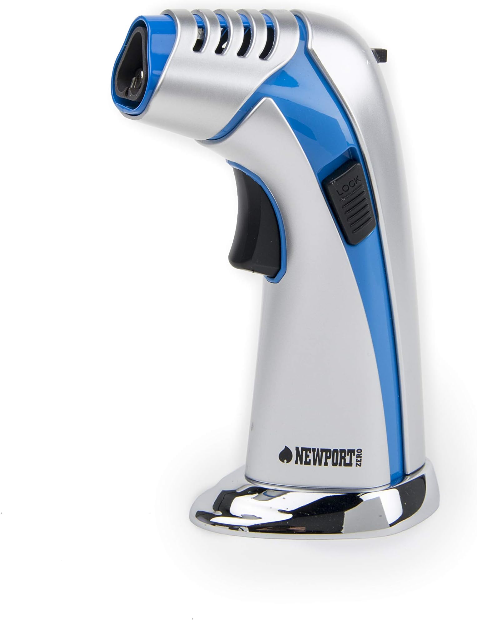 Newport Zero - 3 Jet Torch - Butane Refillable Lighter - (Silver Blue)