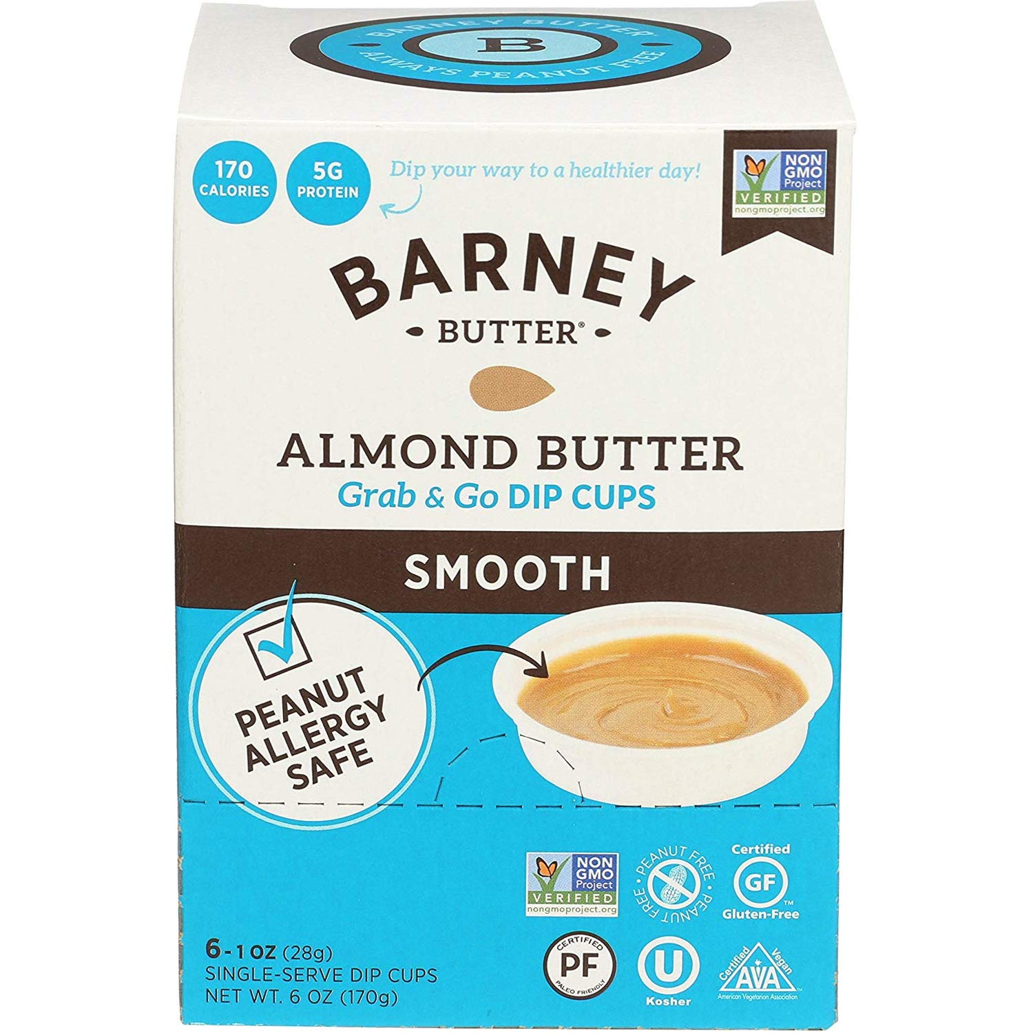 BARNEY Almond Butter Dip Cups, Smooth, No Stir, Non-GMO, Skin-Free, Paleo Friendly, KETO, 1 Ounce Cu