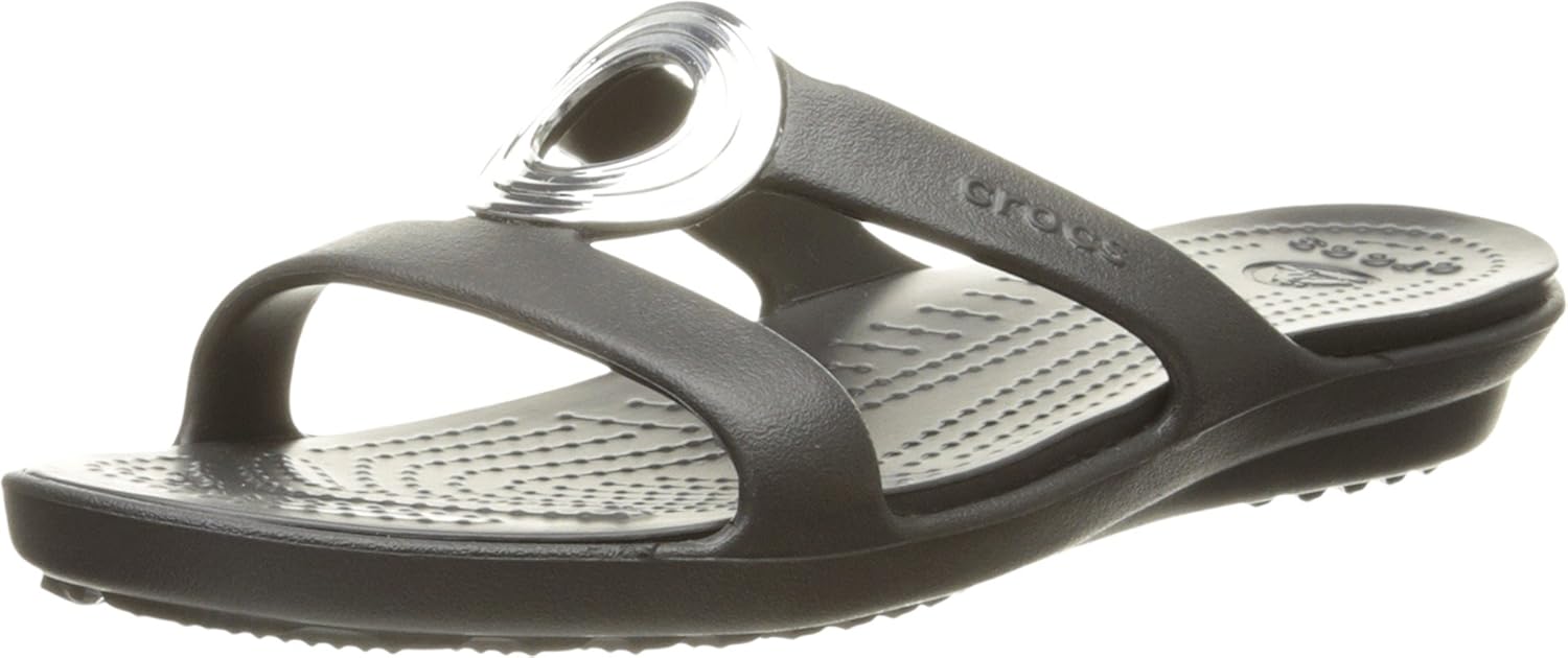 Crocs Women's Sanrah Beveled Circle Sandal Size 9 UK Black Amazon.co