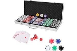 PLAYWUS Poker Chip Set Professional, 500 PCS Casino Poker Chips with Aluminum Case,11.5 Gram Chip for Texas Holdem Blackjack Gambling