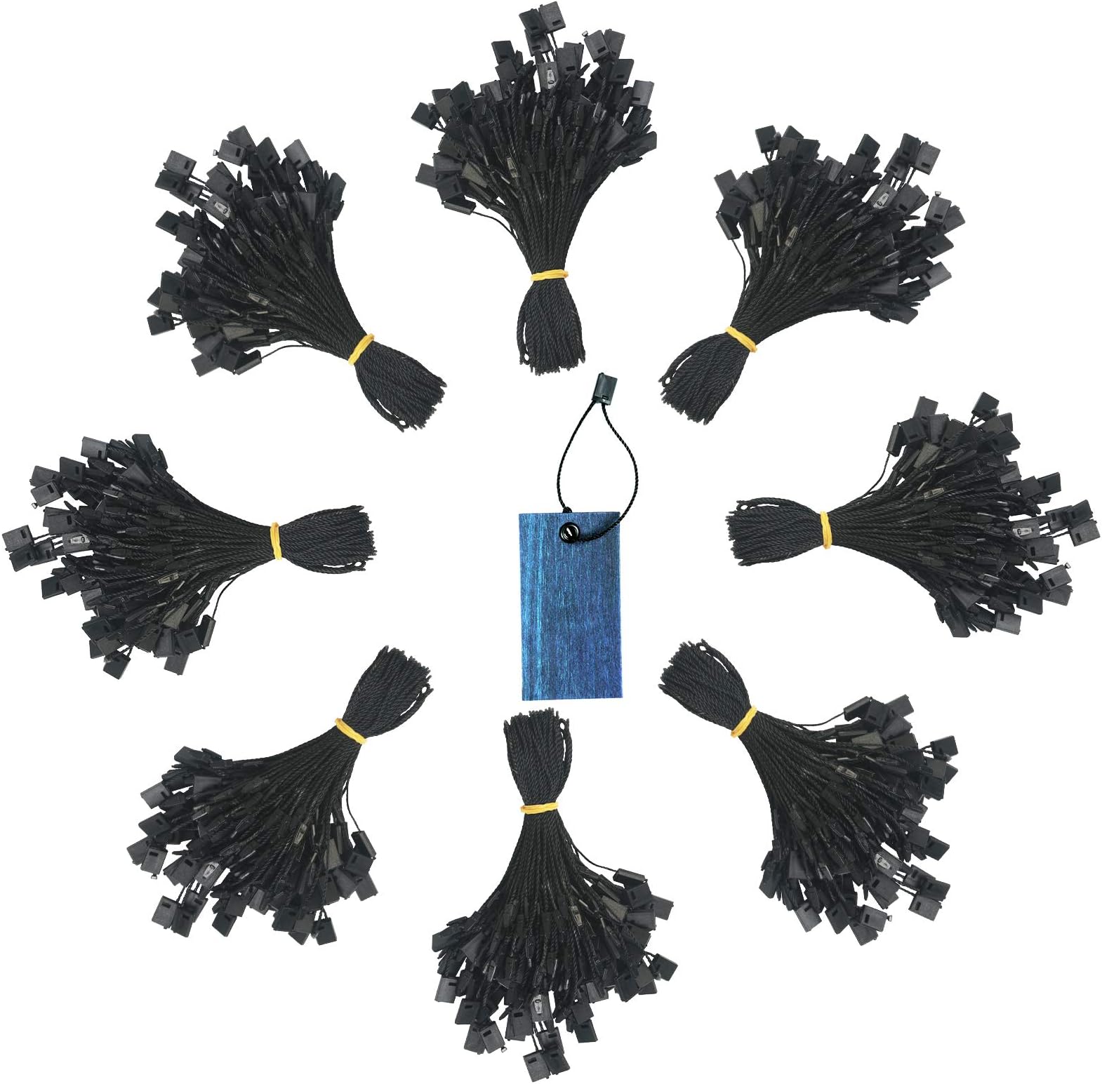 Hang Tag String,ZERHOK 1500pcs Disposable Black Price Nylon Hang Tag String with Snap Lock Pin for Clothes Brand Tag Price (Black)