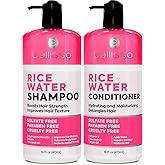 Rice Water Shampoo and Conditioner Set - Sulfate Free for Thin and Fine Hair - Fuller, Thickening Formula for Women and Men - With Strengthening Saw Palmetto - Anti Thinning, Volumizing for Thick Hair