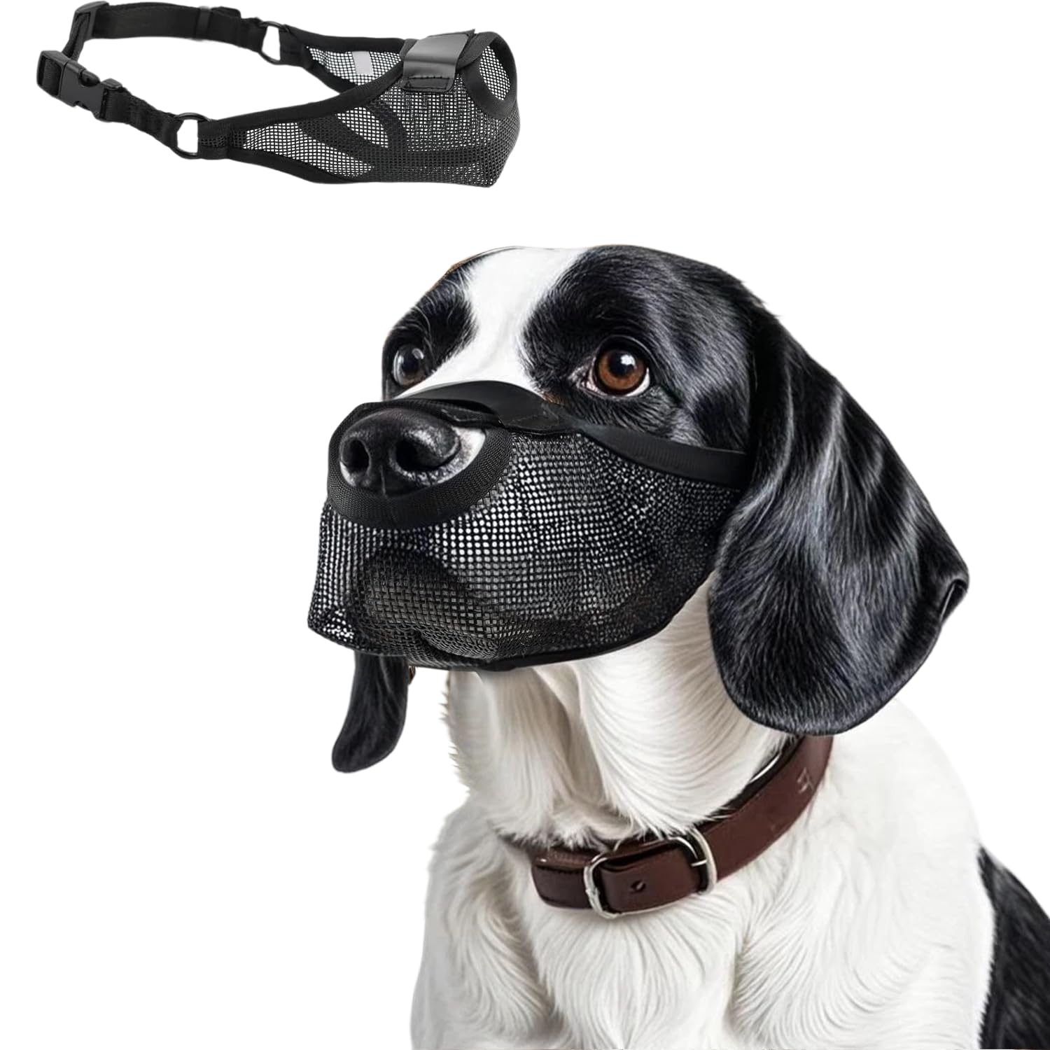 Dog Muzzle, Breathable Soft Mesh Muzzle for Small Large Dogs, Adjustable Puppy Muzzles for Scavenging Biting Licking and Chewing, Allows Panting and Drinking, Dog Mouth Guard Cover (M)
