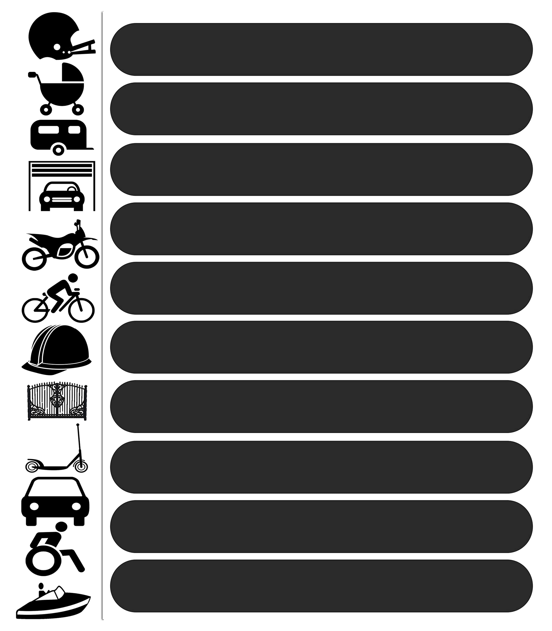 Biomar Labs Black Reflective Stickers Set – Self Adhesive Helmet Bike Car Decals, Waterproof and UV Resistant (10 Pieces D 61)