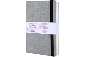tumuarta Watercolor Sketchbook, 7.5x5, 140 LB, 300GSM, 100% Cotton Paper, Cold Press, 24 Sheets,48 Pages, Watercolor Journal for Use As Travel Sketch Book and Mixed Media Pad On The Go