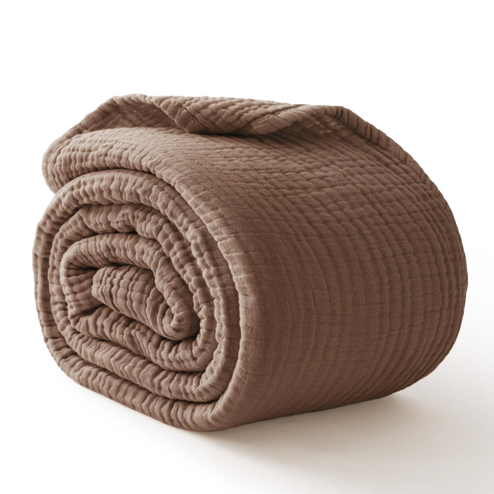 Photo 1 of 100% Cotton Muslin Blanket Large 50"x 70", Breathable and Lightweight Cotton Throw Blanket for Bed and Couch, Soft Cooling Summer Gauze Blanket for Adults All Season, Linen Brown