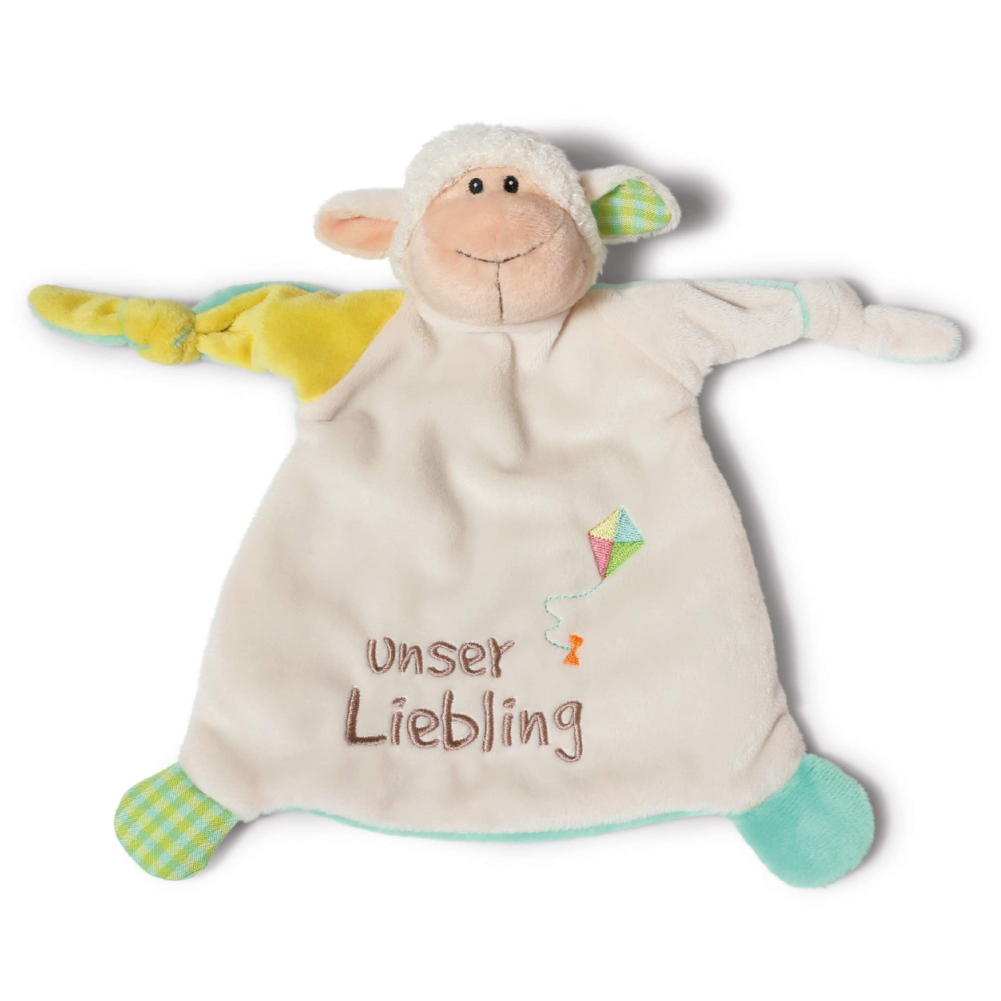 NICI Lamb Monny 'Unser Liebling' Comforter 25 x 25 cm - Cuddle Blanket from 0+ Months - Cuddly Blanket for Babies & Toddlers - Baby Cuddly Toy/Cuddle Blanket - Comfort Blanket for Girls and Boys -