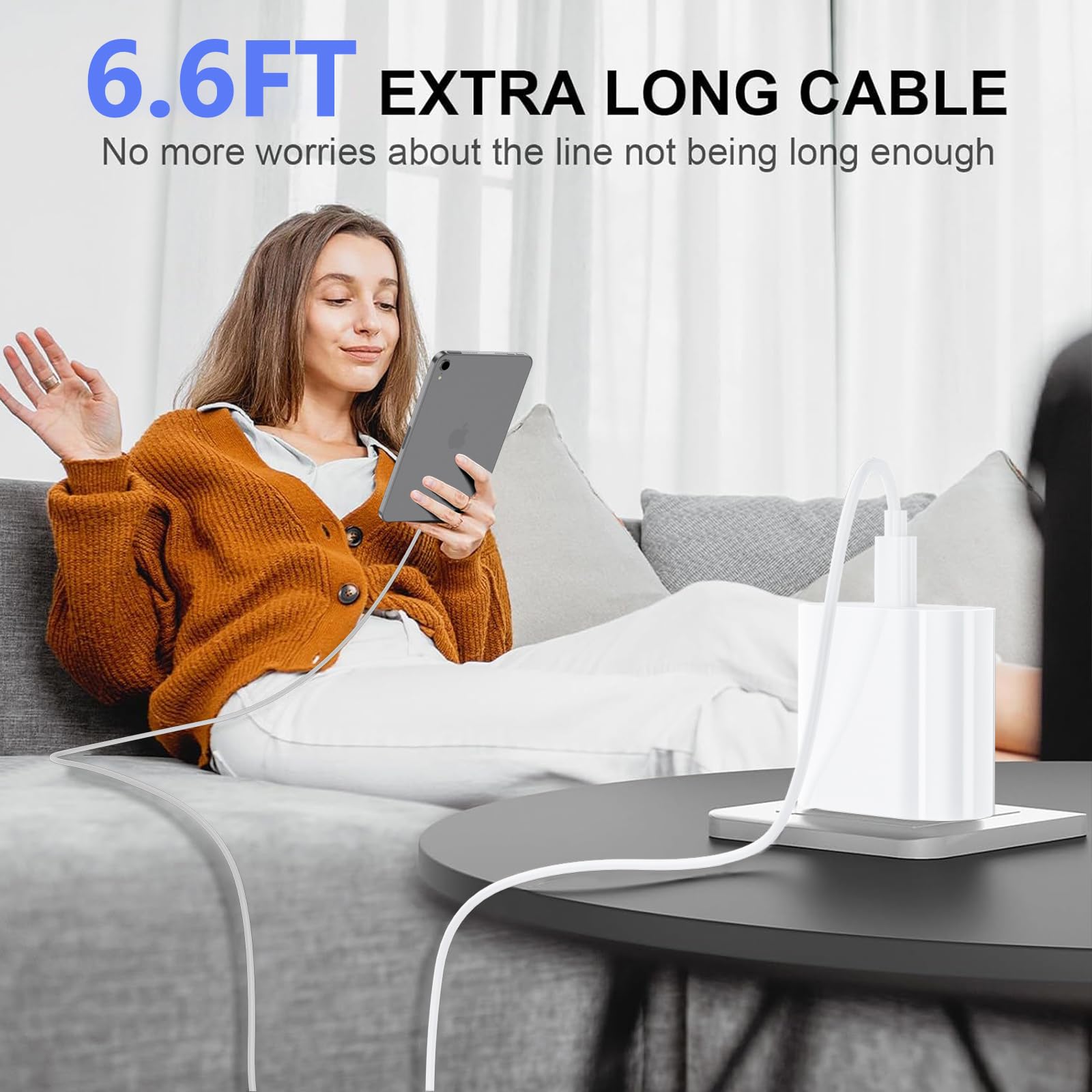 20W USB C Fast Charger for iPad Pro 13/12.9/11 inch, iPad A16/10th Generation, iPad Air 11/13 inch/5th/4th, iPad mini 6th/7th, iPad Charger Fast Charging Block with 6.6ft USB C to C Charger Cable