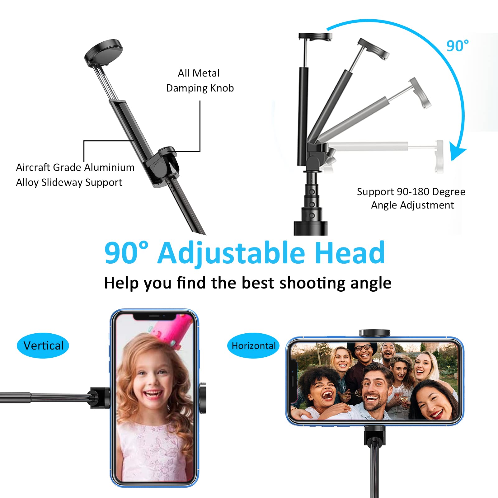 Selfie Stick Bluetooth, Lightweight Aluminum All in One Extendable Selfie Sticks Compact Design, Compatible with iPhone 17/16/15/14 Pro Max/14 Pro/14/14 Plus/13 Pro Max/13 Pro, Galaxy S22