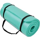 BalanceFrom All Purpose 1-Inch Extra Thick High Density Anti-Tear Exercise Yoga Mat with Carrying Strap, Multiple Colors