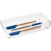 iDesign Linus Collection Recycled Plastic Drawer Organizer Bin, Clear | Kitchen Storage, Pantry Organizer