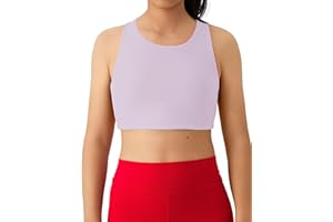 AugIris Girls Tank Tops Double Lined Crop Sleeveless Crew Neck Racerback Dance Athletic Teen Kid Tops
