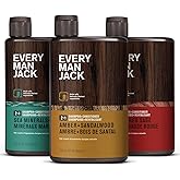 Every Man Jack Men's 2-in-1 Daily Shampoo + Conditioner Variety Pack - Includes 3 Outdoor Inspired Scents Scents - Amber + Sandalwood, Cedar + Red Sage, Sea Minerals + Citron, 13.5 oz (3 Pack)