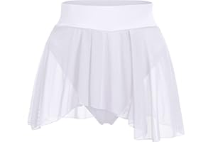 ABAFIP Women's Ruffle Dance Shorts Mesh Tulle Elastic Waist Asymmetrical Hem Rave Booty Bottoms Active Dancewear