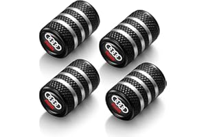 Fiuwrs Tire Valve Stem Cap Cover Fit for Audi Q3 Q5 Q7 S3 S4 S5 S6 S7 A3 A4 A5 A6 A7 A8 Belt O-Ring Seal Corrosion Resistant Tire Air Cover Car Accessories 4 Pc Black