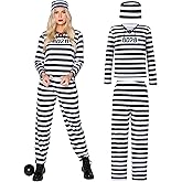 Spooktacular Creations Halloween Prisoner Costume Women, Inmate Costume Women, Jail outfit for Adult Halloween Dress Up Party