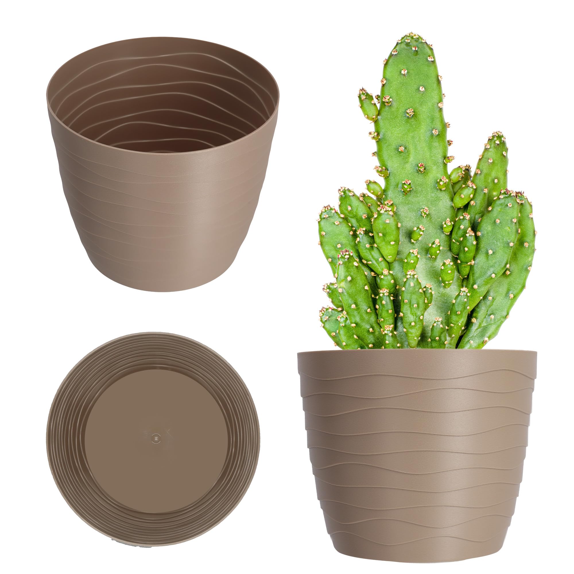 KADAX Plant Pot, Lightweight Planter with Elegant Design for Living Room, Indoor Flower Pot for Houseplants, Succulents, Herbs (⌀ 19 cm, Beige)
