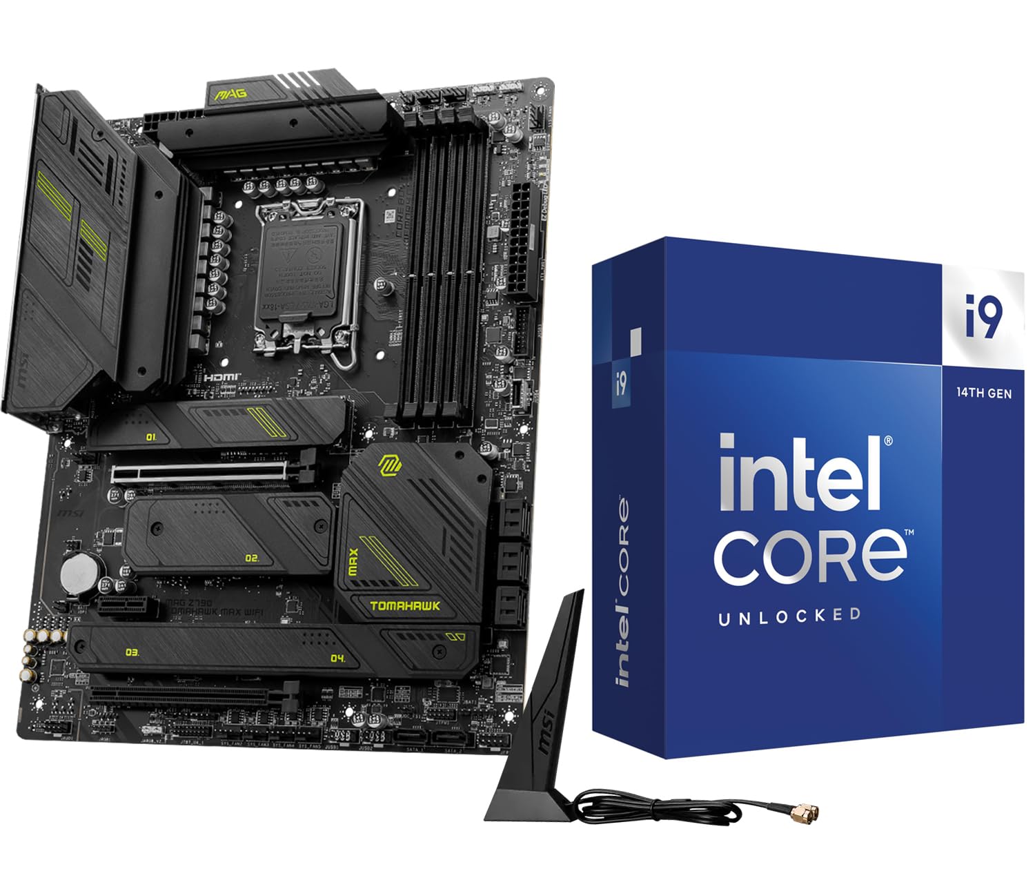 INLAND by Micro Center CPU Motherboard Intel i9-14900K 14th Gen 24-Cores LGA 1700 Desktop Processor with MSI MAG Z790 Tomahawk MAX WiFi Gaming Motherboard