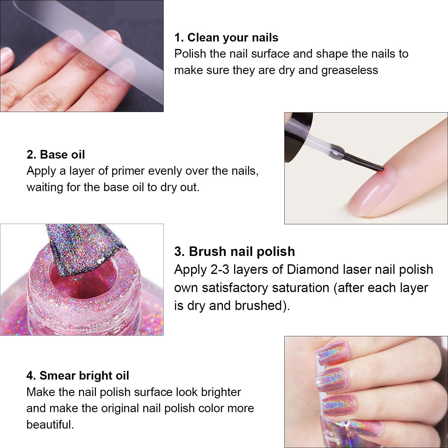 Ownest Holographic Nail Polish, Gorgeous Glossy Holographic Halo Glitter Polish Nail Art Nail Pigment Diamond Laser Nail Polish -LS06 : Beauty