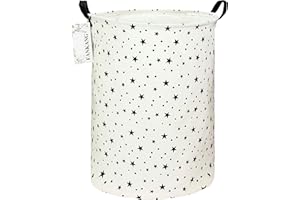 FANKANG Storage Basket, Nursery Hamper Canvas Laundry Basket Foldable with Waterproof PE Coating Large Storage Baskets for Kids Boys and Girls, Office, Bedroom, Clothes,Toys（Star）
