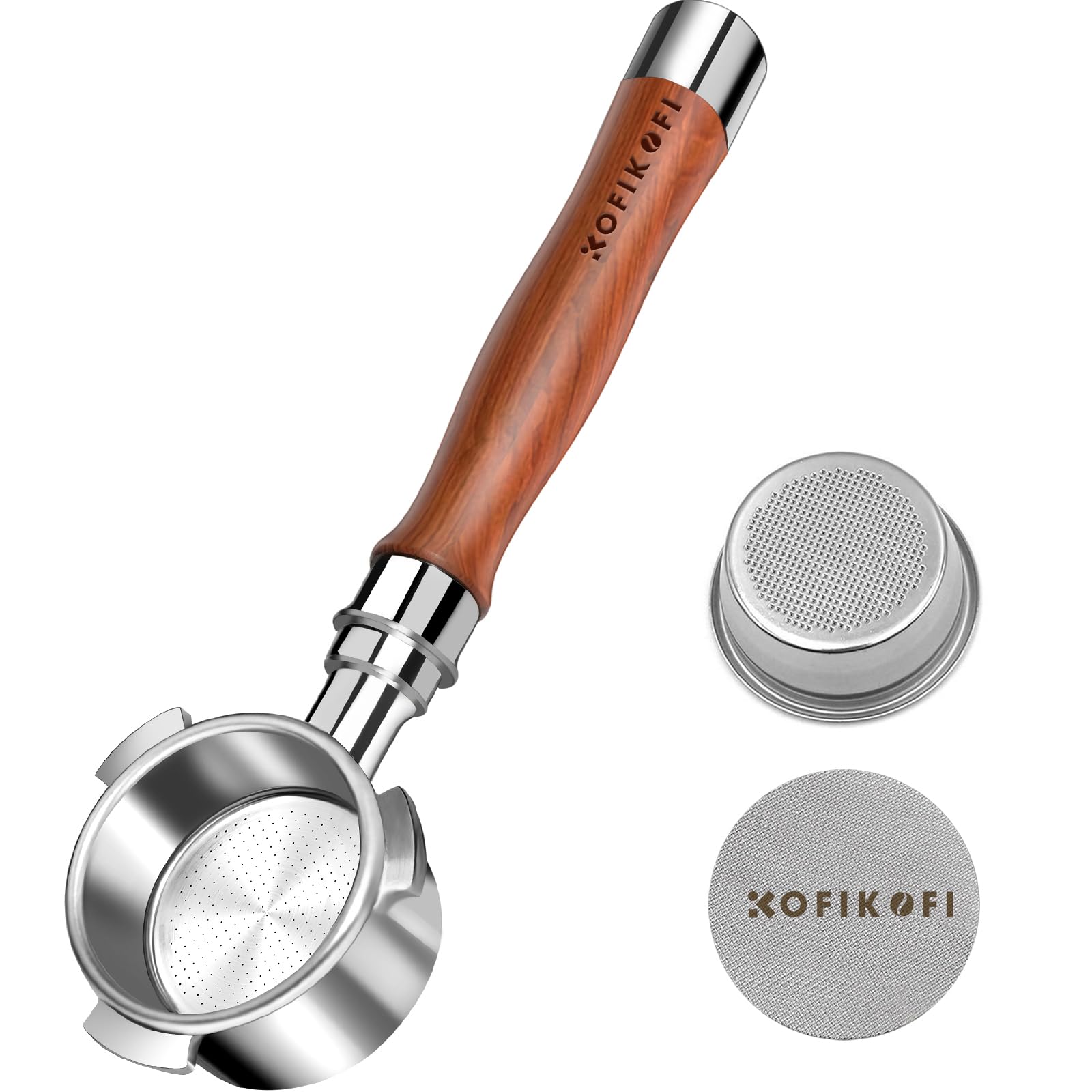 Photo 1 of 51mm Bottomless Portafilter 3 Ears Compatible with Delonghi Dedica EC680/EC685/EC885 and SMEG, EUPA Espresso Machines, Espresso Naked Bottomless Portafilter with Puck Screen and 18g Filter Basket-Wood