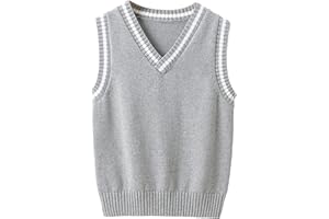 Kvysinly Kids Boys Girls V Neck Knitted Uniform Sweater Vest Knitwear Sleeveless Pullover Crochet Waistcoat Tank Top