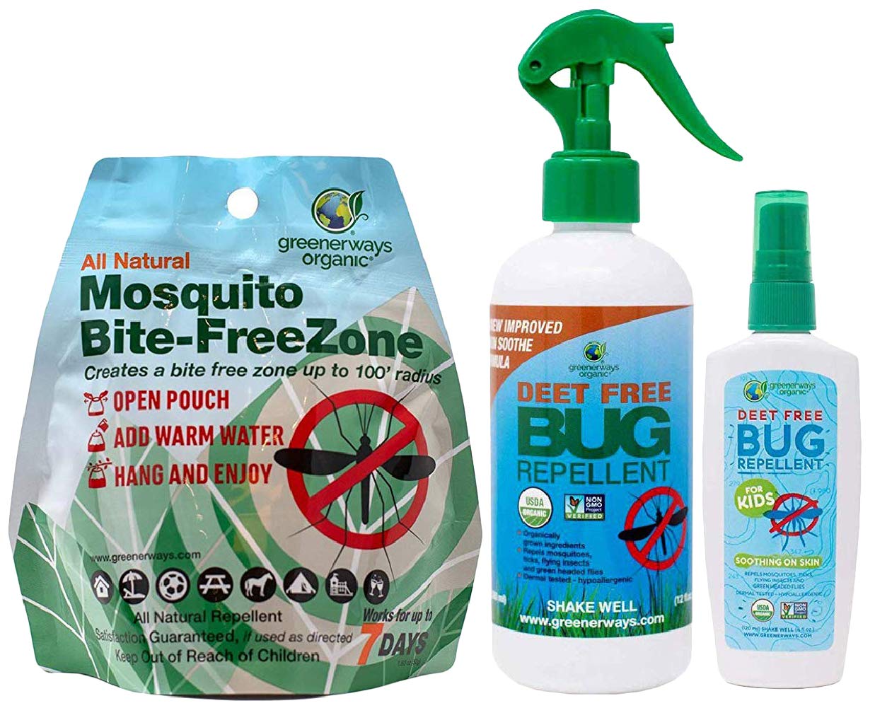 Greenerways Organic Bug Repellent Family Pack with DEET