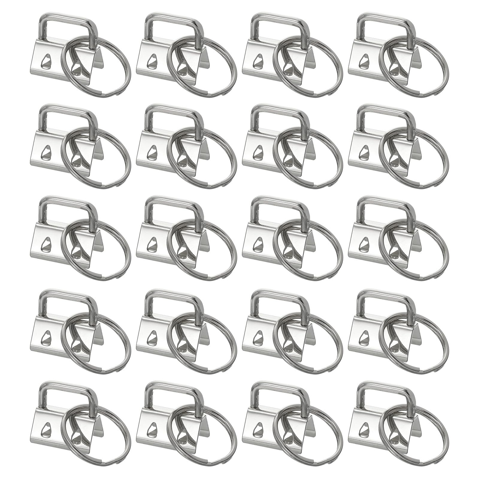 uxcell 20Pcs 20mm/ 0.8-inch Key Fob Hardware with Keychain Ring for Bag Webbing Wristlets, Lanyards, Silver Tone