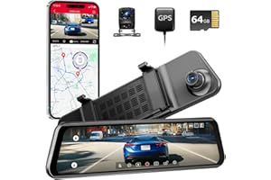 LINGDU 12" Mirror Dash Cam, 4K UHD Front and 2.5K Rear View Dash Camera for Car, with ADAS BSD LCA Smart Mode, GPS, G-Sensor, Loop Recording, Parking Monitor, Voice Control, 5.8GHz WiFi