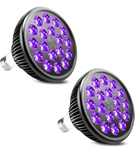 MEEKBOS 2 Pack UV Black Light Bulbs, 12W LED Blacklight Bulb, E26/A19 UV Light Bulb for Glow Party, Body Paint,Fluorescent Poster,Halloween Decoration,395 nm UVA Band MEEKBOS 2 Pack UV Black Light Bulbs, 12W LED Blacklight Bulb, E26/A19 UV Light Bulb for Glow Party, Body Paint,Fluorescent Poster,Halloween Decoration,395 nm UVA Band