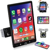 VECHTEL 10.4" Single Din Touchscreen Car Stereo with Wireless Carplay&amp; Android Auto, Adjustable Car Radio with Bluetooth, Mirror Link, FM Radio, Subwoofer, SWC, Backup Camera