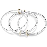 NOKMIT Triple Interlocked Stackable Bangle Bracelets for Women 3-Pack Two-Tone High Polished Stainless Steel Bangle Set Classic Plain Thin Non-Tarnish Gold&Silver