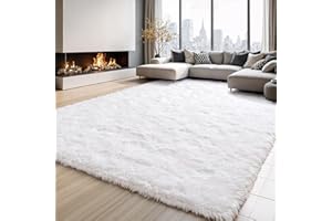 Blivonta Area Rugs for Bedroom Living Room, 5x7 Soft Large Fluffy Fuzzy Shag Plush Furry Carpet, Soft Indoor Floor Mat for Kids Nursery Home Dorm Office Decor Aesthetic, White
