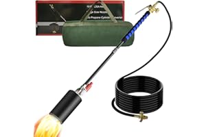ROIKETU Propane Torch Weed Burner,Weed Torch for Outside with Self Ignition and Flame Control,High Output 2,400,000 BTU with 10FT Hose and Storage Bag,Flame Thrower for Weeding,Garden,Snow Melting(Black)