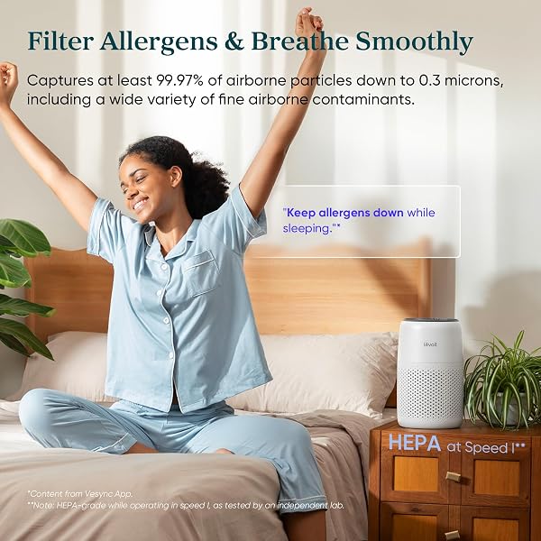 LEVOIT AIR PURIFIERS FOR BEDROOM HOME DORM, 3-IN-1 FILTER CLEANER WITH FRAGRANCE SPONGE FOR BETTER SLEEP,PORTABLE FILTERS SMOKE, ALLERGENS, PET DANDER, ODOR, DUST, OFFICE, DESKTOP, CORE MINI-P, WHITE