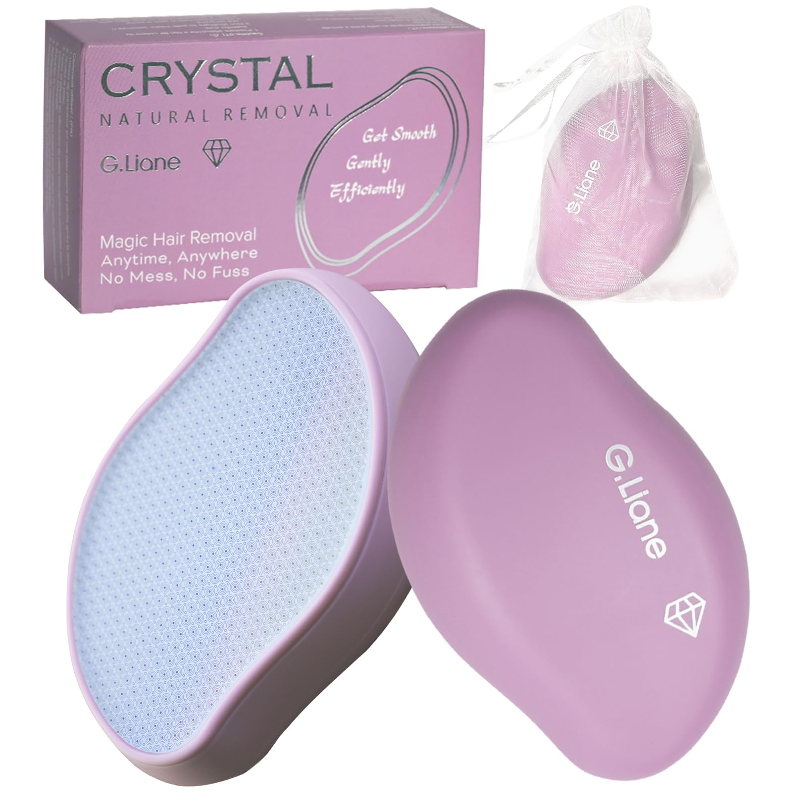 G.Liane Premium Crystal Hair Eraser,Painless Exfoliation Hair Removal Epilator,Nano Glass Hair Remover for Women,Natural Gentle and Efficient Shaver Trimmer on Leg Arm(Pastel Purple)