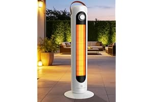 HETRAROOT Outdoor Heaters for Patio w/4 Modes, 350Sq.ft 1S Heating, 1500W PTC Ceramic Electric Patio Heater, Overheating & Tip-Over Protection, 70° Oscillating Space Heaters for Indoor Use Large Room