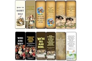 Alice in Wonderland Party Supplies Cards Series 1 (30-Pack) - Lewis Carroll Fairy Tales Classic Quotes - Paper Bookmarks for 