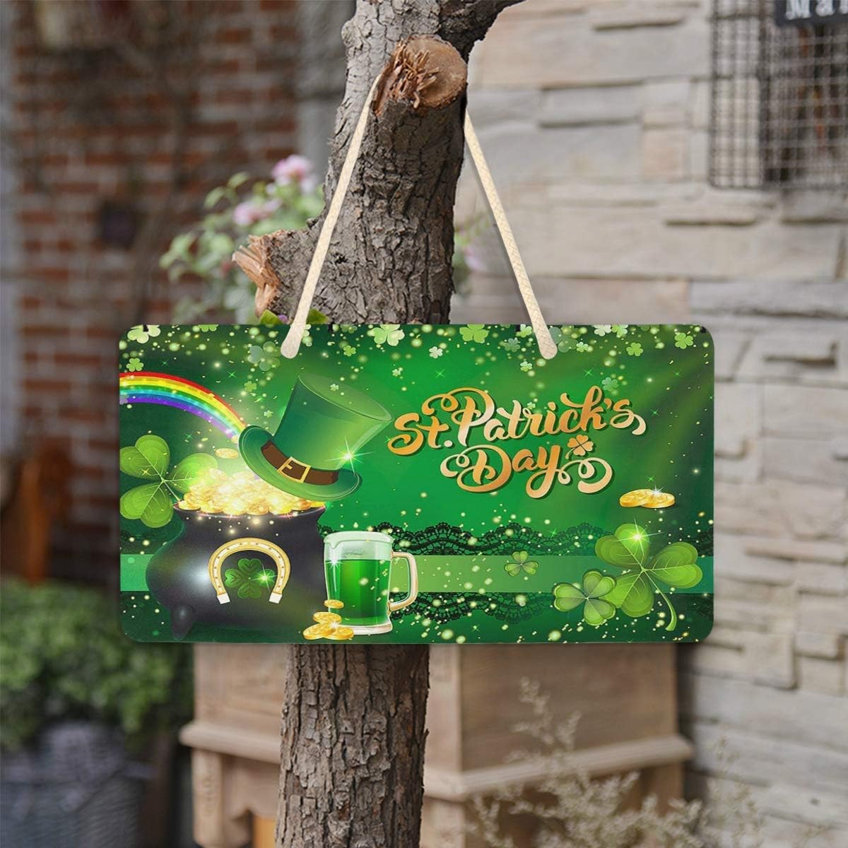 Wamika Easter Eggs Bunny Tail Spring Welcome Door Hanging Sign Plaque Happy Easter Day Rabbits Colorful Egg Rustic Wall Signs Yard Indoor Outdoor Garden Decorations Banner With Hang Rope 11 X 6