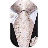 Hi-Tie Mens 70inches Tie Set Extra Long Necktie for Men Cufflinks Handkerchief Big Tall Men Business Wedding