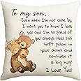 AVOIN colorlife to My Son Throw Pillow Cover, 18 x 18 Inch Son's Gift Boy Birthday Cushion Case for Sofa Bedroom Home Decor from Mum Dad