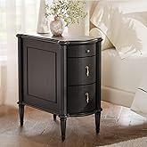 STO'SENSE Nightstand w/Charging Station & 3 Drawers, Pre-Assembled, Vintage Side Table w/Antique-Finished Pulls, Rustic Wood 